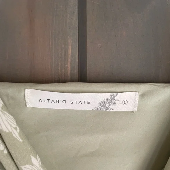 Mila Midi Dress by Altar'd State Sage Green Floral Dress - Picture 6 of 9